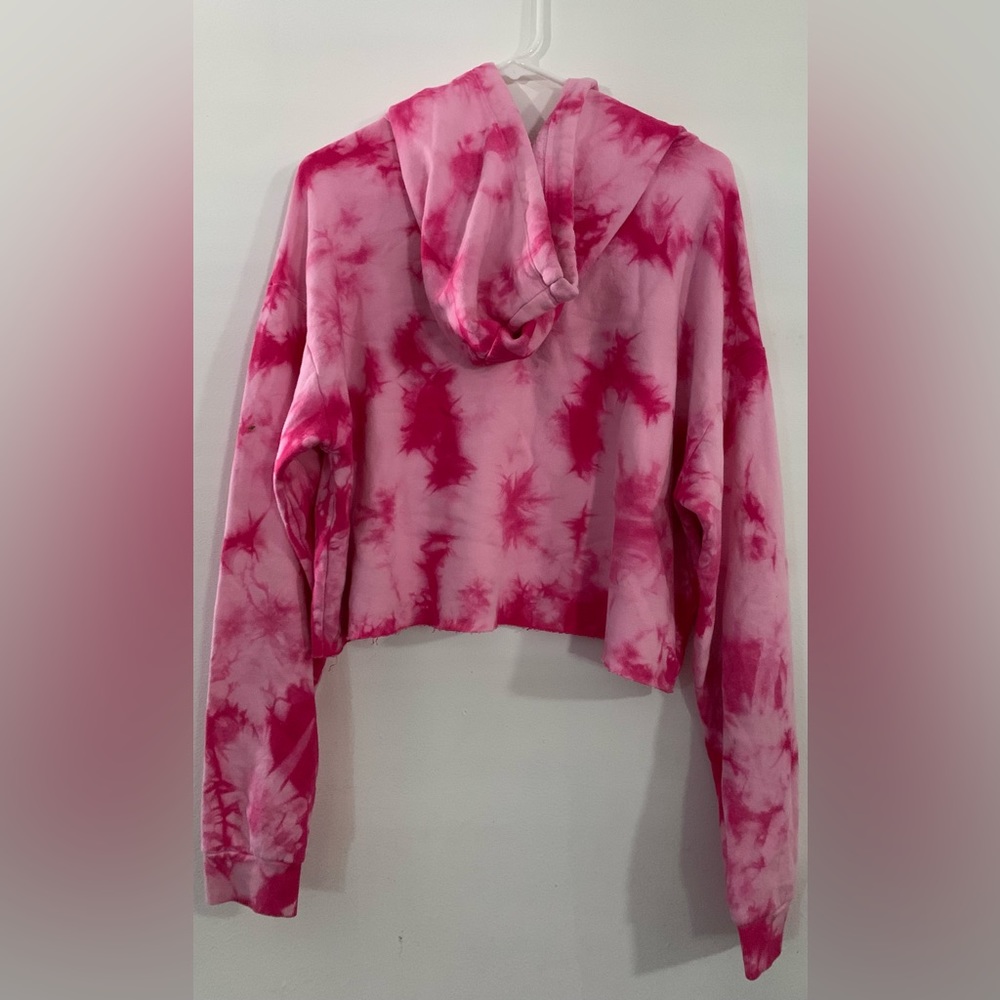 Pink tye dye crop hoodie